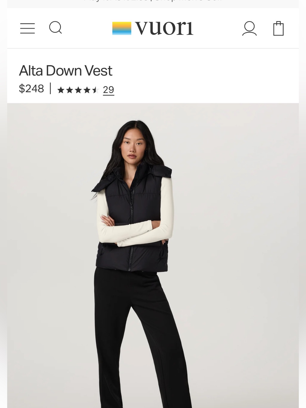 Vuori Alta Down Vest In Black
